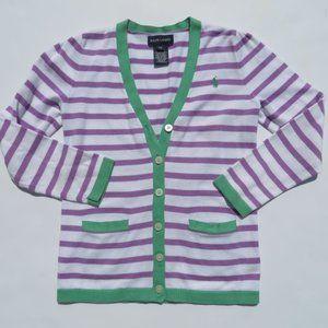 RALPH LAUREN Sweater Cardigan Top Shirt Girls 6X 100% Supima Cotton Stripes